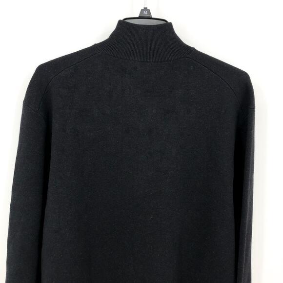 EVERLANE Men's No Sweat Half Zip Sweater Large Black CoolMAX NWT - Picture 6 of 9